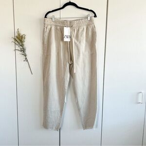 Zara NWT Linen Wide Drawstring Pants 
• Sz L